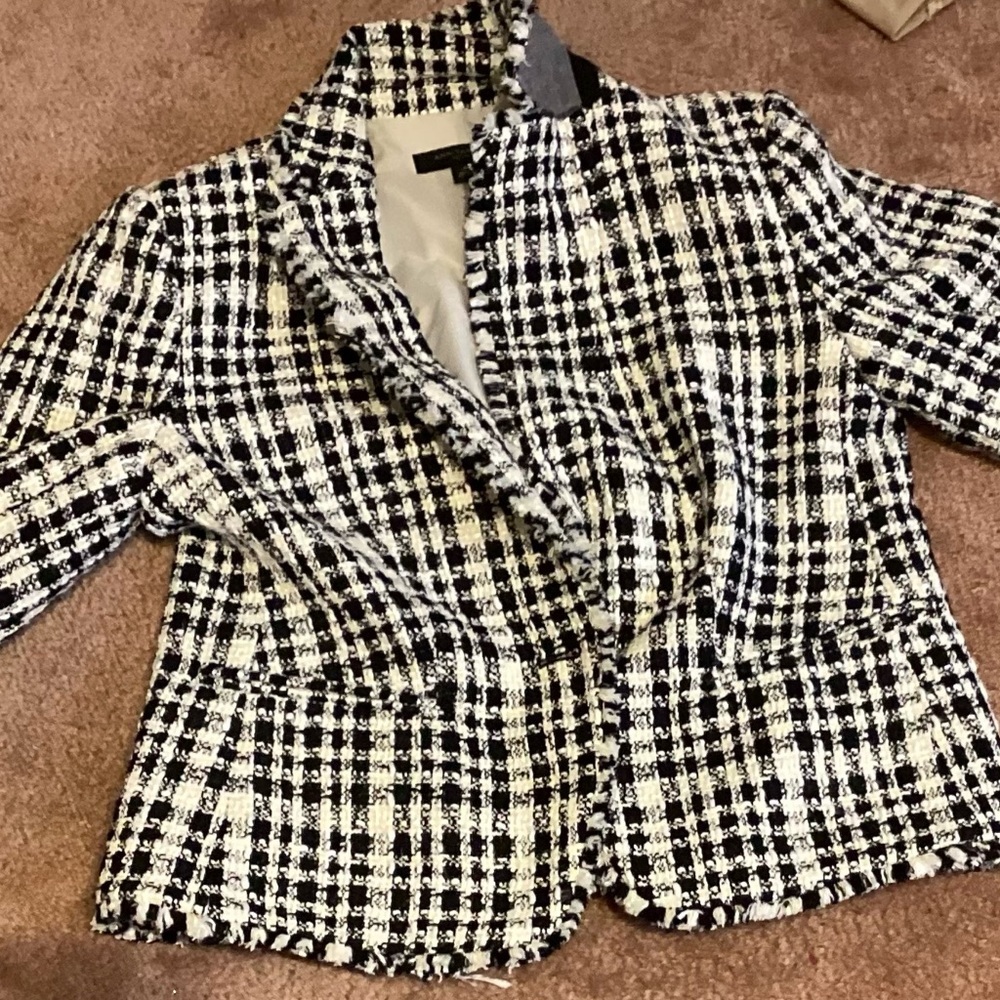 Ann Taylor Monochrome Checkered Blazer